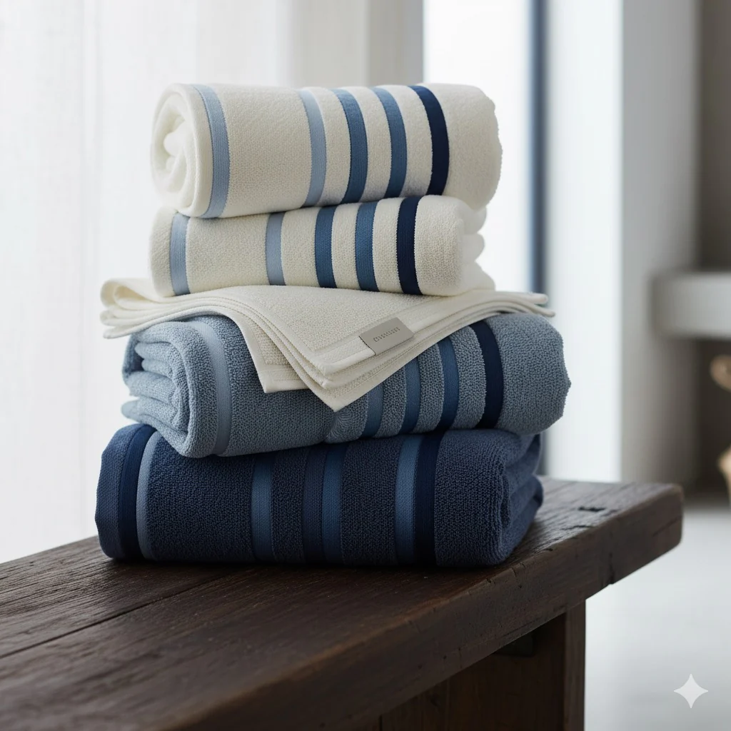 Toalhas empilhadas em várias cores